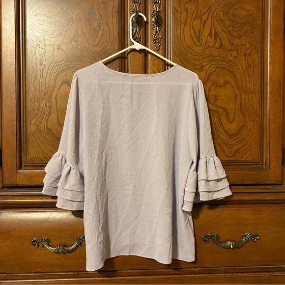 Adore Me Lavender Tie Front Ruffled Blouse - Picture 2 of 7